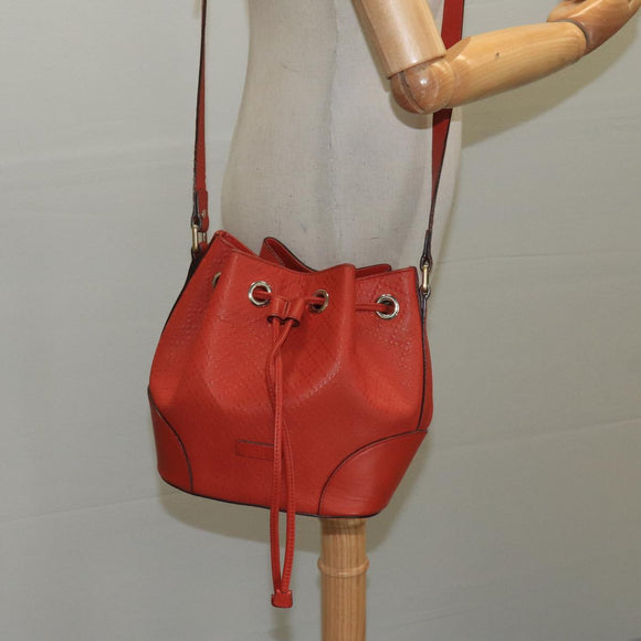 GUCCI Diamante Shoulder Bag Leather Orange Gold 354229 Auth bs21569