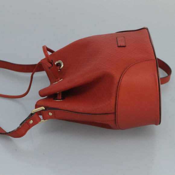 GUCCI Diamante Shoulder Bag Leather Orange Gold 354229 Auth bs21569