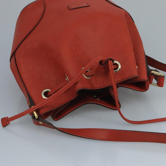 GUCCI Diamante Shoulder Bag Leather Orange Gold 354229 Auth bs21569