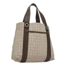 BVLGARI Tote Bag Canvas Brown Silver Auth bs21581-1