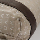 BVLGARI Tote Bag Canvas Brown Silver Auth bs21581-9