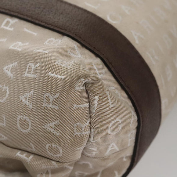 BVLGARI Tote Bag Canvas Brown Silver Auth bs21581