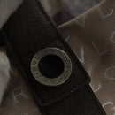 BVLGARI Tote Bag Canvas Brown Silver Auth bs21581-17