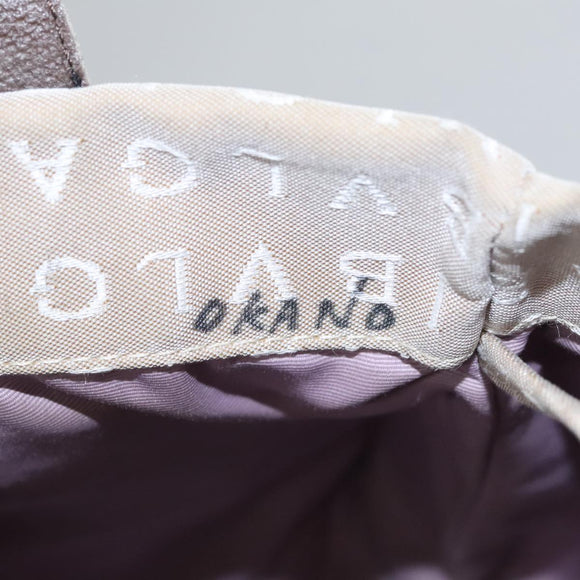 BVLGARI Tote Bag Canvas Brown Silver Auth bs21581