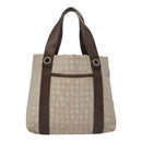 BVLGARI Tote Bag Canvas Brown Silver Auth bs21581-13