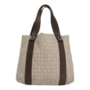 BVLGARI Tote Bag Canvas Brown Silver Auth bs21581-2