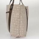 BVLGARI Tote Bag Canvas Brown Silver Auth bs21581-3