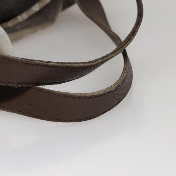 BVLGARI Tote Bag Canvas Brown Silver Auth bs21581