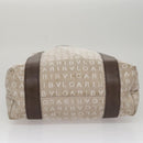 BVLGARI Tote Bag Canvas Brown Silver Auth bs21581-5