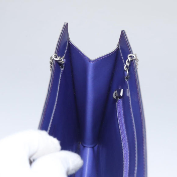 CHANEL Hologram Chain Shoulder Bag Vinyl Purple CC Auth bs21582