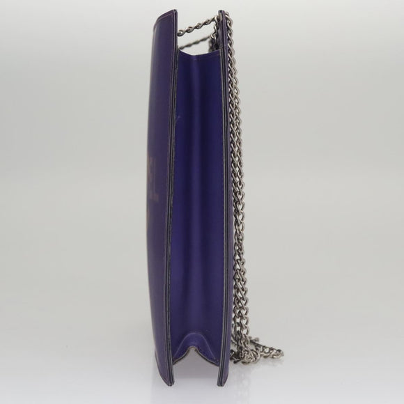 CHANEL Hologram Chain Shoulder Bag Vinyl Purple CC Auth bs21582