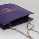 CHANEL Hologram Chain Shoulder Bag Vinyl Purple CC Auth bs21582-6