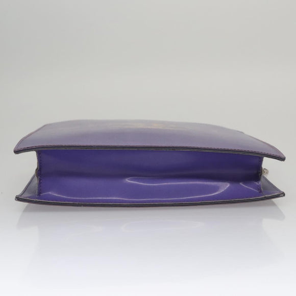 CHANEL Hologram Chain Shoulder Bag Vinyl Purple CC Auth bs21582