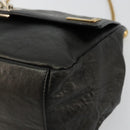 Chloe Chain Shoulder Bag Leather Black Gold Auth bs21588-8