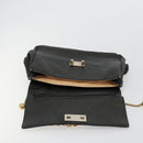 Chloe Chain Shoulder Bag Leather Black Gold Auth bs21588-18