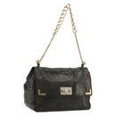 Chloe Chain Shoulder Bag Leather Black Gold Auth bs21588-1