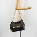 Chloe Chain Shoulder Bag Leather Black Gold Auth bs21588-23