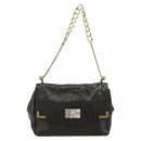 Chloe Chain Shoulder Bag Leather Black Gold Auth bs21588-13