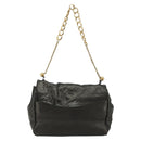Chloe Chain Shoulder Bag Leather Black Gold Auth bs21588-2