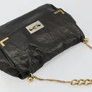 Chloe Chain Shoulder Bag Leather Black Gold Auth bs21588-6