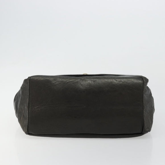 Chloe Chain Shoulder Bag Leather Black Gold Auth bs21588