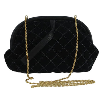 BALLY Chain Shoulder Bag Velor Black Auth bs21591