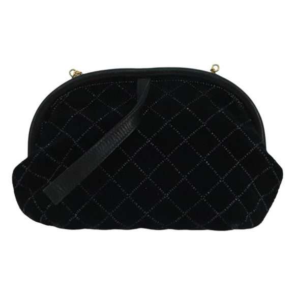 BALLY Chain Shoulder Bag Velor Black Auth bs21591