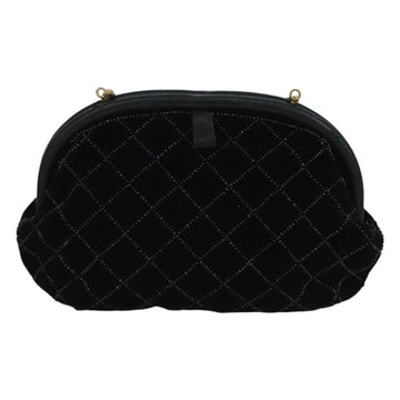 BALLY Chain Shoulder Bag Velor Black Auth bs21591 - 0