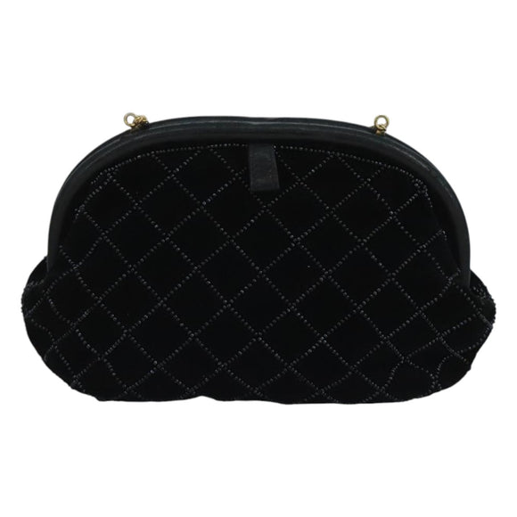 BALLY Chain Shoulder Bag Velor Black Auth bs21591