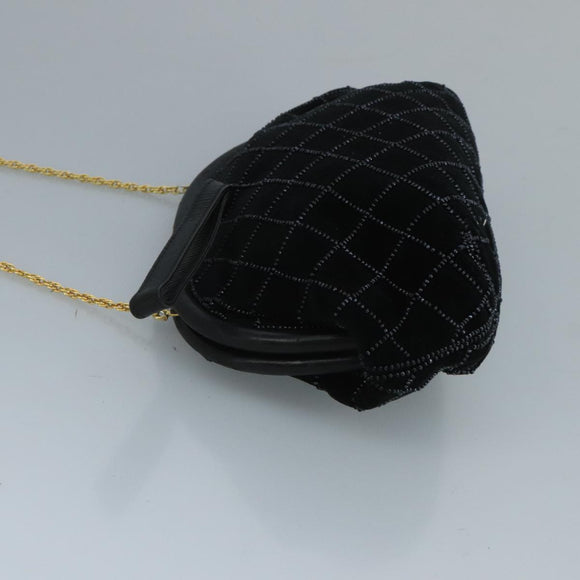 BALLY Chain Shoulder Bag Velor Black Auth bs21591