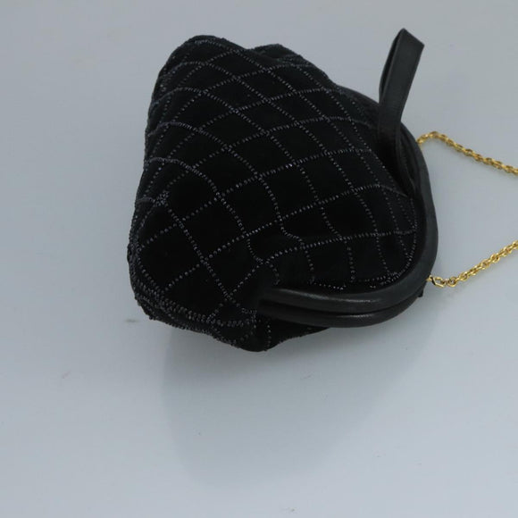 BALLY Chain Shoulder Bag Velor Black Auth bs21591