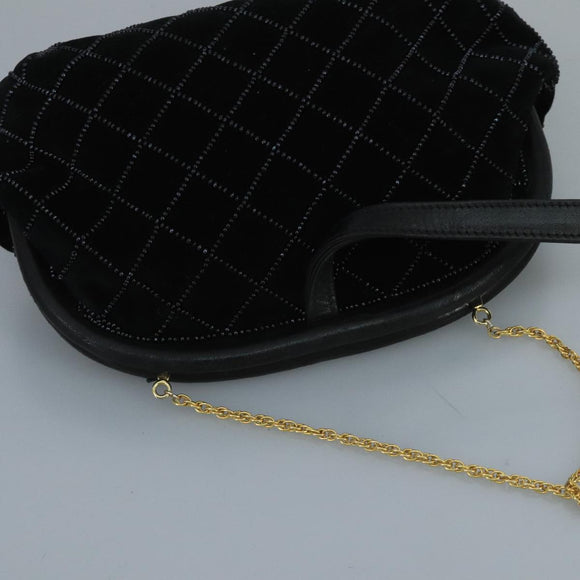 BALLY Chain Shoulder Bag Velor Black Auth bs21591