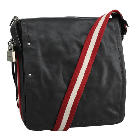 BALLY Shoulder Bag Leather Brown Auth bs21592