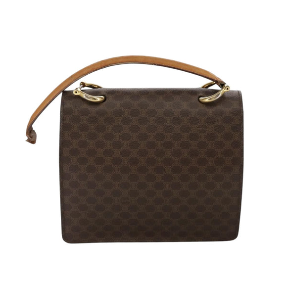 CELINE Macadam Canvas Hand Bag PVC Leather Brown Auth bs21604