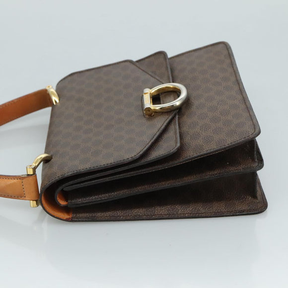CELINE Macadam Canvas Hand Bag PVC Leather Brown Auth bs21604