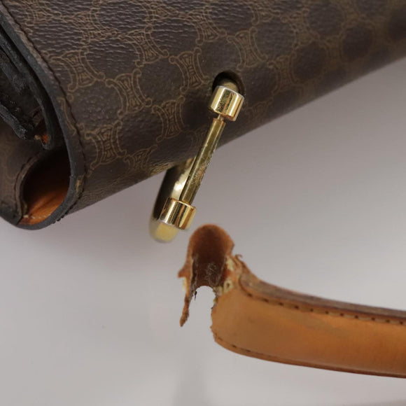 CELINE Macadam Canvas Hand Bag PVC Leather Brown Auth bs21604