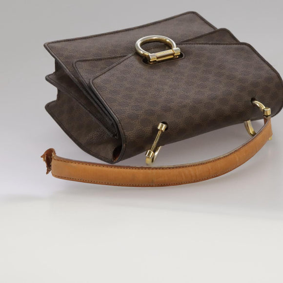 CELINE Macadam Canvas Hand Bag PVC Leather Brown Auth bs21604