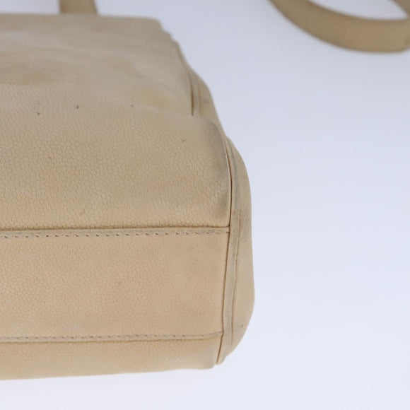 CELINE Shoulder Bag Leather Beige Auth bs21606