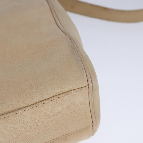 CELINE Shoulder Bag Leather Beige Auth bs21606
