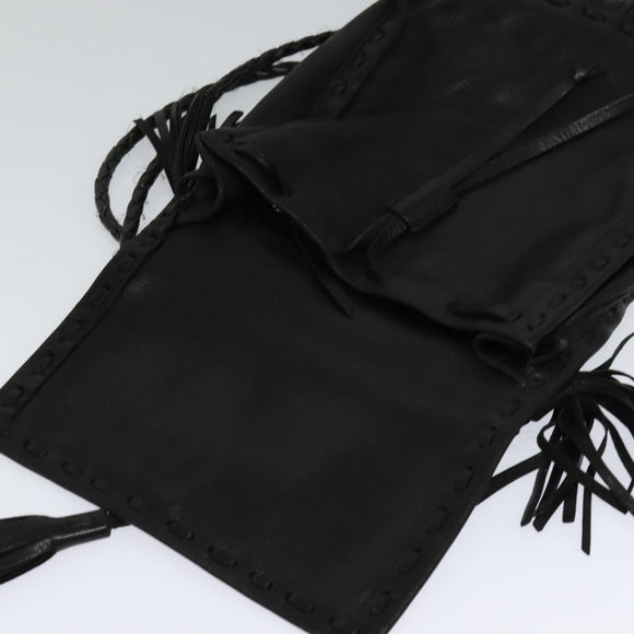 PRADA Shoulder Bag Leather Black Auth bs21614