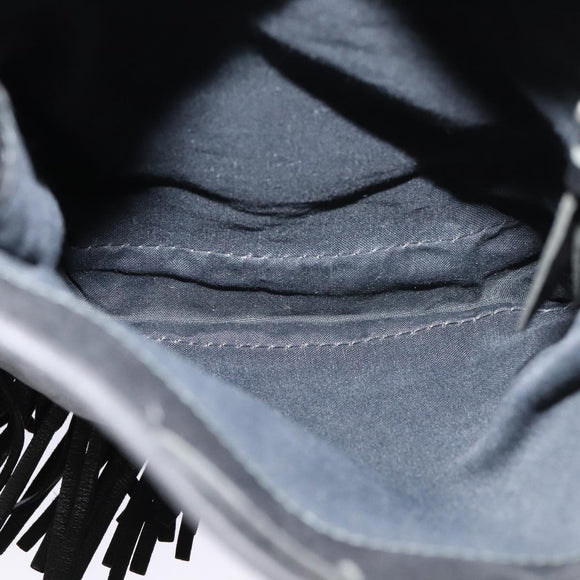 PRADA Shoulder Bag Leather Black Auth bs21614