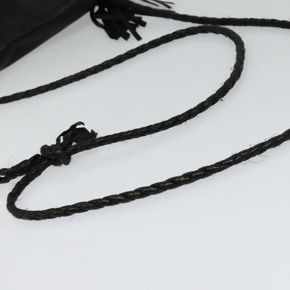 PRADA Shoulder Bag Leather Black Auth bs21614