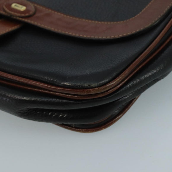 BALLY Shoulder Bag Leather Black Auth bs21629