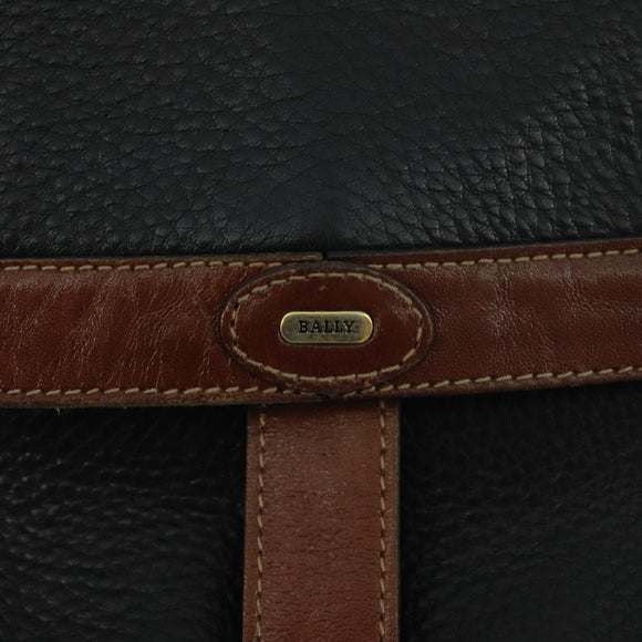 BALLY Shoulder Bag Leather Black Auth bs21629