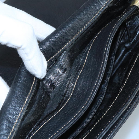 BALLY Shoulder Bag Leather Black Auth bs21629