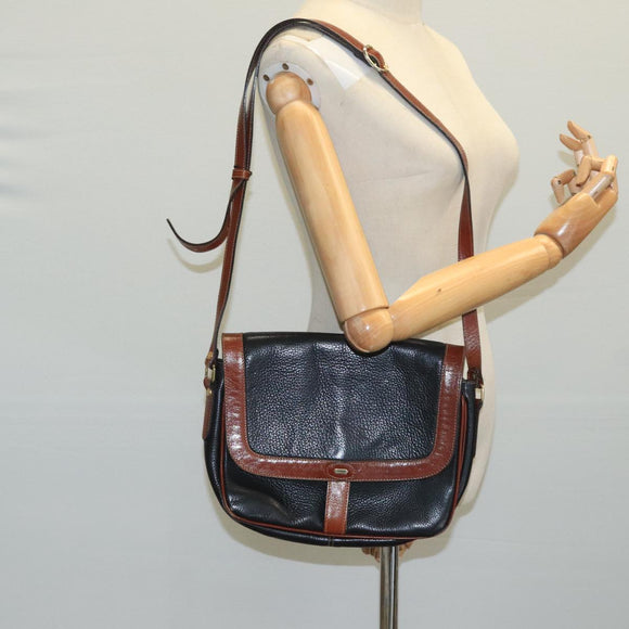 BALLY Shoulder Bag Leather Black Auth bs21629