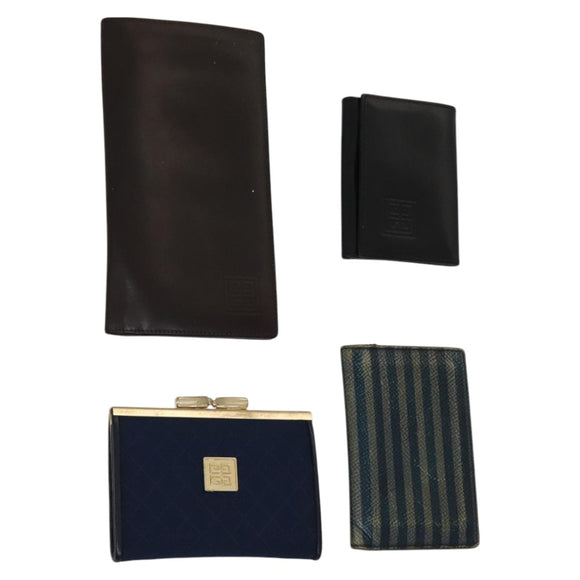 GIVENCHY Key Case Billfold Leather 4 Set Navy Black Auth bs21638