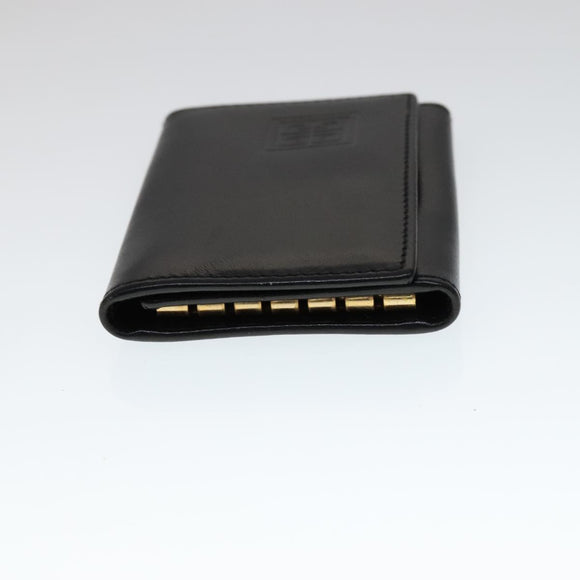 GIVENCHY Key Case Billfold Leather 4 Set Navy Black Auth bs21638