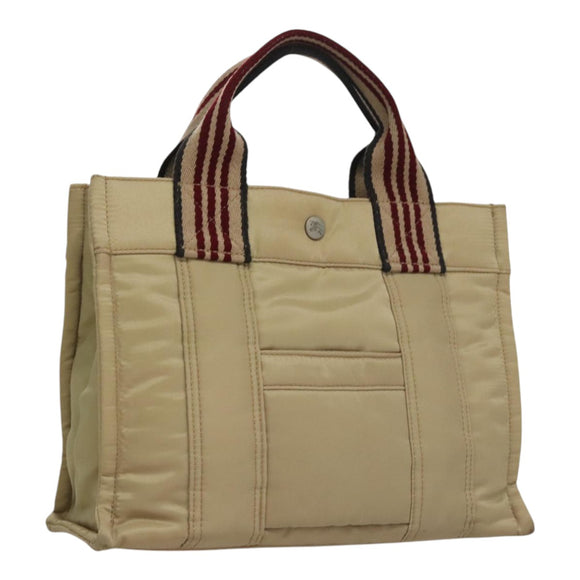 BURBERRY Blue Label Hand Bag Nylon Beige Auth bs21643