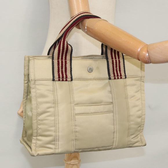 BURBERRY Blue Label Hand Bag Nylon Beige Auth bs21643